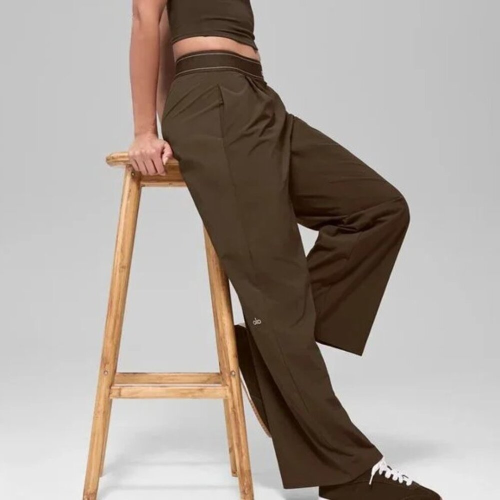 ALO Yoga Olive Wide-Leg Trousers